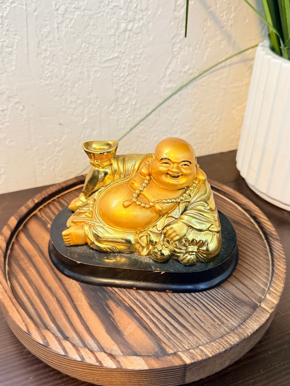 Golden Laughing Buddha Statue Home Accent - Gold small